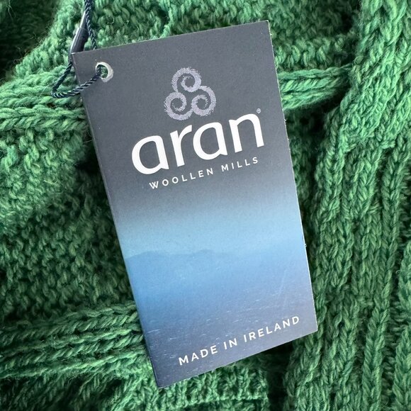 Aran Woollen Mills Fisherman Shawl Wrap One Size Green Merino Wool NWT FS-1455 - Picture 6 of 10